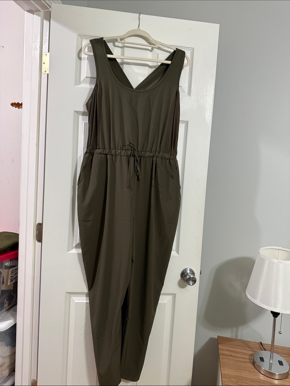 Maurices Olive Green Sleeveless Drawstring Jumpsuit
